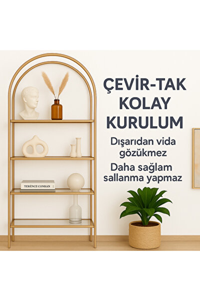 Home Avibo Bella Beyaz Kitaplık Dekoratif Aksesuar Rafı Mutfak Rafı Şeffaf Cam