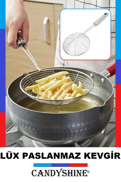 CandyShine فاخر الفولاذ المقاوم للصدأ ملعقة القلي سلك مصفاة مصفاة مصفاة للقلي...