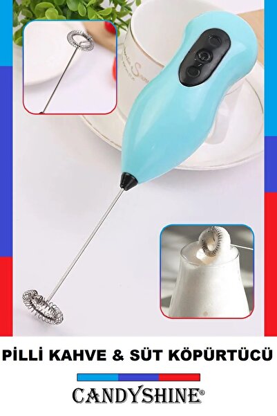 CandyShine Mini Yumurta Karıştırıcı Süt Köpürtücü El Mikseri Pilli Kahve Çırpıcı Telli Blender