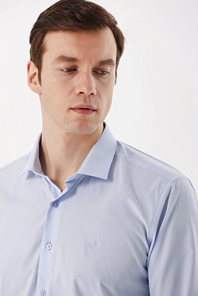 Morven Ανδρικό πουκάμισο A. Blue Basic Slim Fit