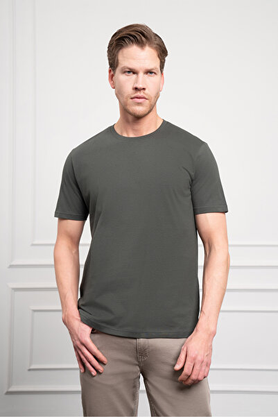 Morven Men's Khaki Basic Crew Neck Dynamic Fit Cotton T-Shirt