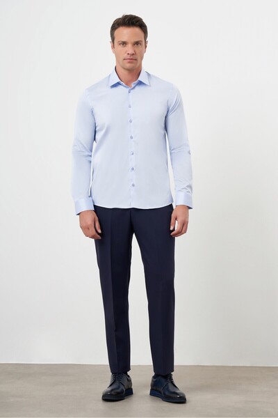 Morven Cămașă pentru bărbați A. BLUE din bumbac, cu model uni, cu guler rigid