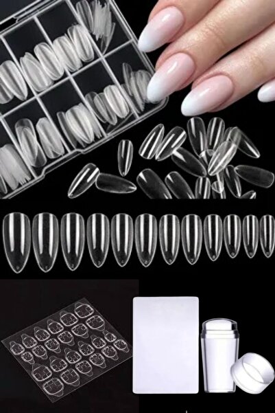 HİROS'H 100 Adet Yeni Nesil Jel Destekli Badem Tırnak Çift Taraflı Tırnak Yap...