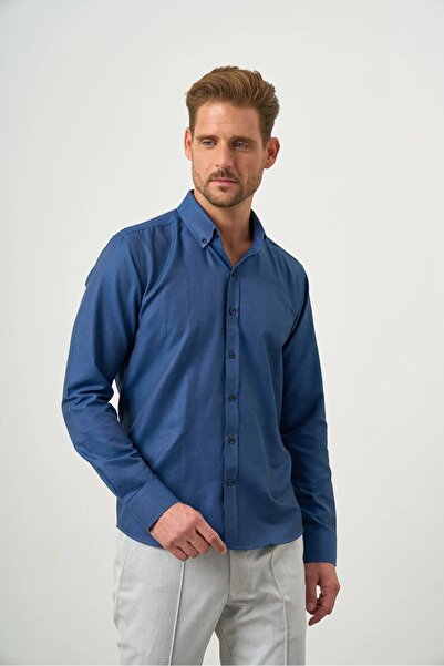 Morven Guler cu nasturi Cămașă slim din bumbac Oxford, ușor de călcat