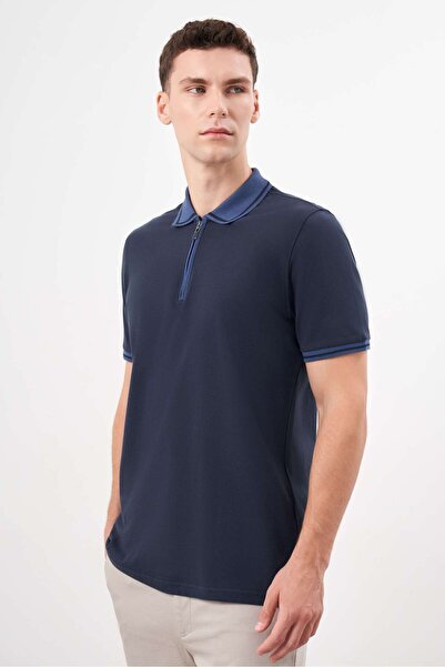 Morven Men's Navy Blue Trend Polo Neck Dynamic Fit T-Shirt