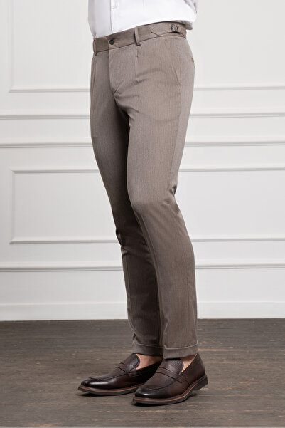 Morven Чоловічі штани KAHVE Trend Slim Fit з вузьким кроєм і складками