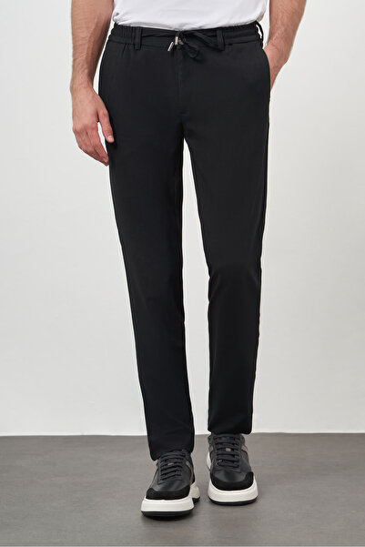 Morven Men's Black Polyviscose Trend Drawstring Jogger Slim Fit Sports Trousers