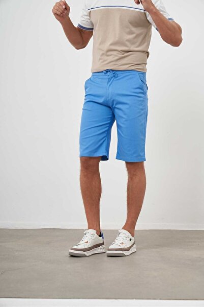 Morven Чоловічі сині бавовняні шорти з прямим кроєм Dynamic Fit