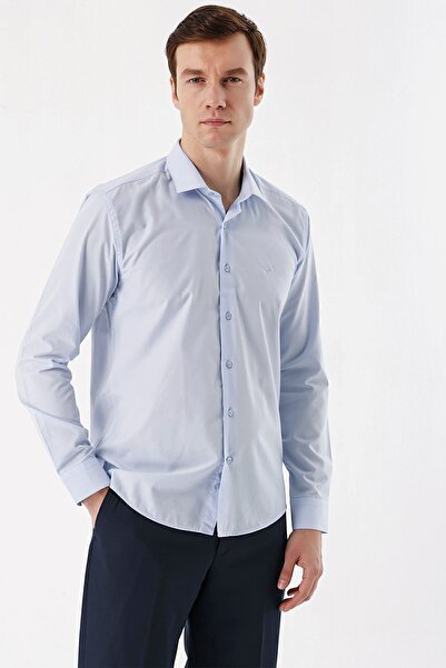 Morven Ανδρικό πουκάμισο A. Blue Basic Slim Fit