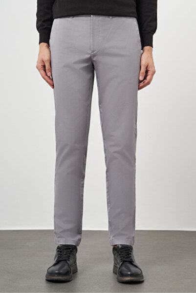 Morven Erkek Gri Pamuk Yan Cep Slim Fit Chino Pantolon