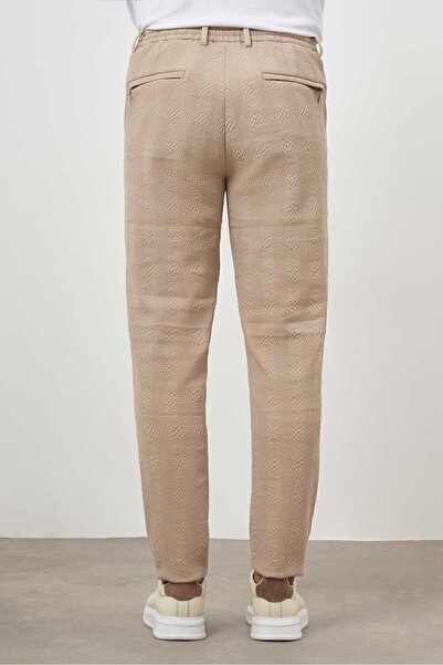 Morven Ανδρικό αθλητικό παντελόνι Jogger Slim Fit με κορδόνι σε μπεζ πολυβίσκο