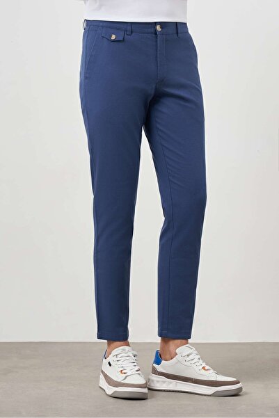 Morven Erkek Marine Casantin Pamuk Yan Cep Chino Spor Pantolon