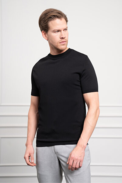 Morven Ανδρικό μπλουζάκι με μαύρο λαιμόκοψη Dynamic Fit Casual Cut Rayon