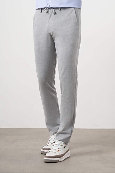 Morven Men's Gray Polyviscon Trend Drawstring Jogger Slim Fit Sports Trousers