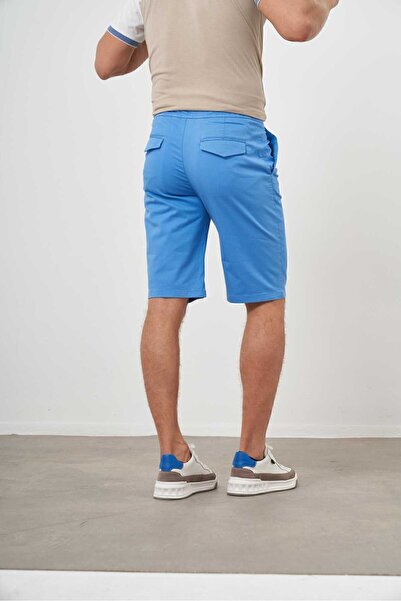 Morven Чоловічі сині бавовняні шорти з прямим кроєм Dynamic Fit