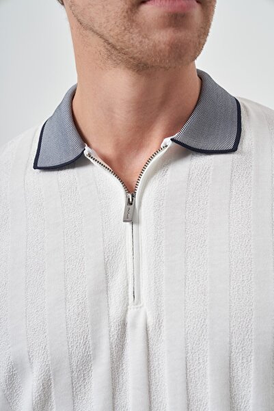 Morven Men's Ecru Trend Polo Neck T-Shirt