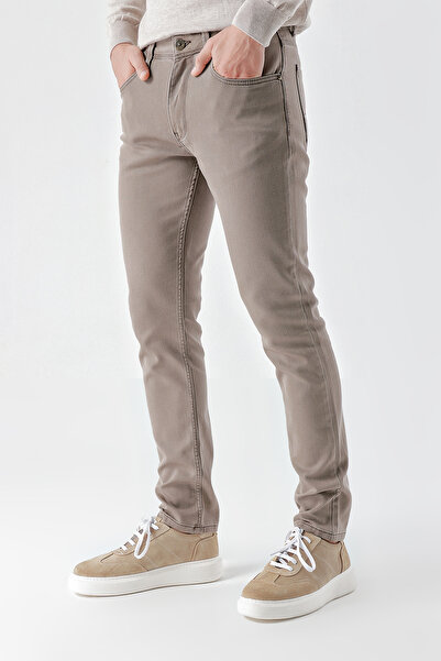 Morven Men's Mink Seasonal Cotton 5 Pocket Slim Fit Jean Trousers