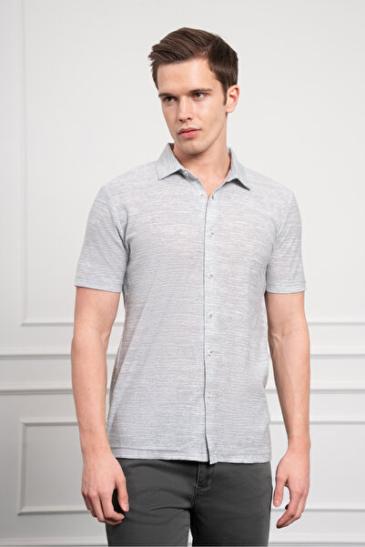 Morven Ανδρικό πουκάμισο με κοντό μανίκι με πράσινο γιακά Apaçi Dynamic Fit