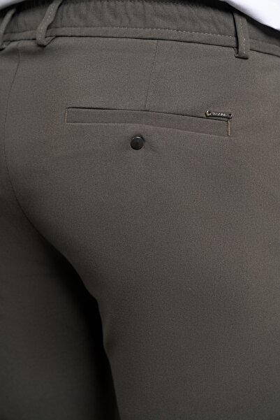 Morven Khaki Slim Fit Slim Fit Side Pocket Lace up Jogger Men's Trousers