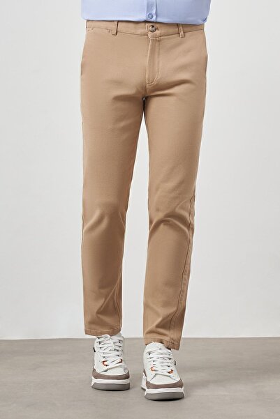 Morven Men's LIGHT BROWN Cotton Side Pocket Slim Fit Chino Pants