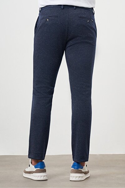 Morven Erkek Lacivert Poliviskon Trend Pileli Slim Fit Spor Pantolon