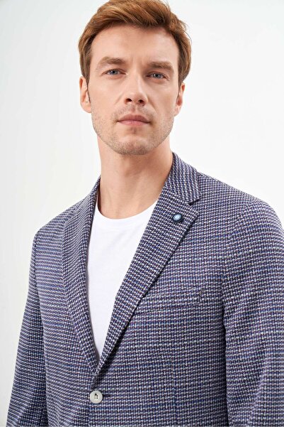 Morven Erkek Bordo Örme Slim Fit Torba Cep Mono Yaka Spor Ceket