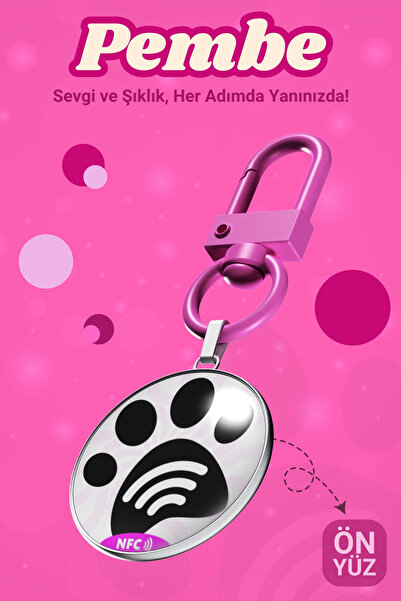 petkay Köpekler Için Akıllı Künye, Nfc Dijital Isimlik Ve Tasma Künyesi Qr Kod Künye Paslanmaz Çelik Pembe