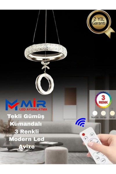 MİRLED AYDINLATMA AVİZE 3 renk gece modlu akıllı dimer kumanda sistemli. 3 YİL GRANTİLİ ÜRÜN
