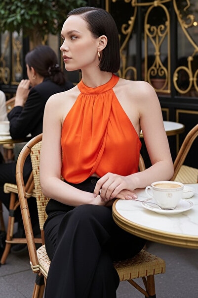 FASHION COCKTAIL Combinație de cocktail cu spatele deschis model Leaf - Bluză...