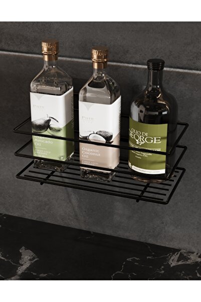 TEKATEL Banyo Düzenleyici Şampuanlık Sabunluk Yapışkanlı Banyo Rafı Mat Siyah...