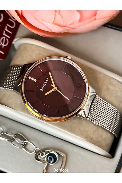 Ferrucci Çelik Kordon Gümüş Renk, Su Geçirmez, Yeşil Kadran Kadın Kol Saati+b...