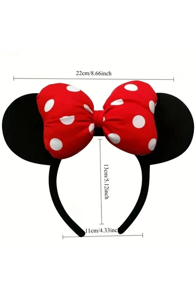 Store Minnie Mouse Style Red Polka Dot Ribbon Eared Crown – Compatible for Children & Adults