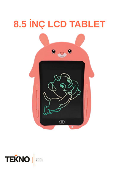 teknozeel Pembe Tavşan Tasarımlı 8.5 İnç Lcd Çizim ve Yazı Çocuk Tableti