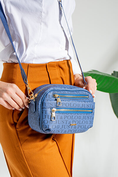 Just Polo 3 Compartment Women's Blue Adjustable Long Strap Crossbody and Shou...