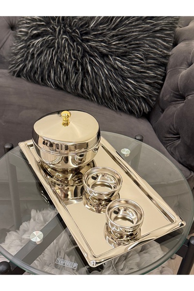 aljahwari Large Jawhara Date Set, Two-Tone Nickel