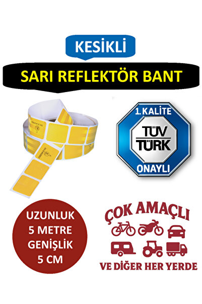 Otopeksan Reflektör Bant - Fosforlu Bant - Sarı - TÜVTÜRK Onaylı - 5 Metre - ...