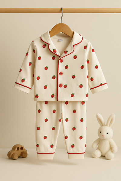 KapsülBebek طقم بيجامات موسمي للفتيات الصغيرات مكون من قطعتين من القطن بنسبة ...