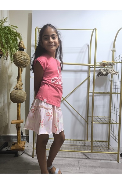 Miniworld Girl's Skirted T-Shirt Set Cotton Palm