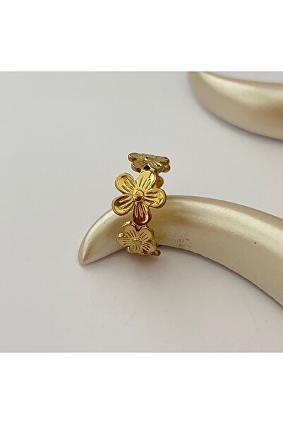 Goche خاتم قابل للتعديل مع شكل زهرة ذهبية اللون