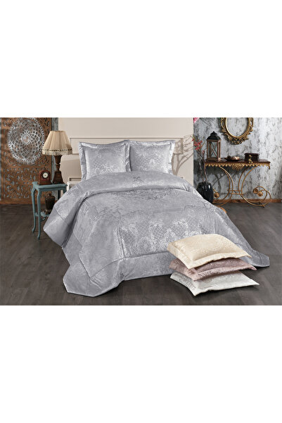 NAKIŞHAN Liza Bedspread Set-Gray 3 Pieces