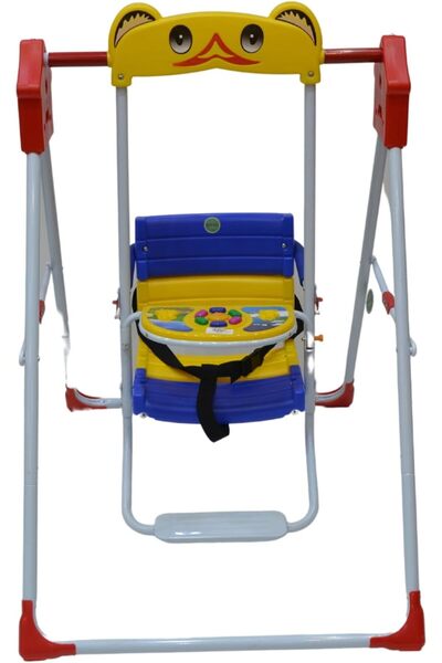 Rally Baby Swing with Safety Seat, Indoor and Outdoor Use, Blue and Yellow