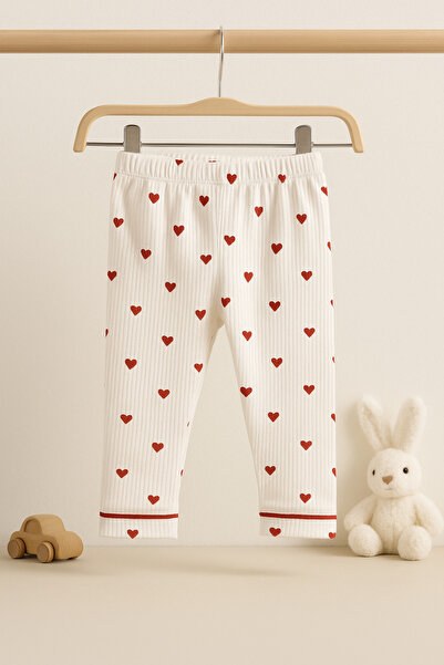 KapsülBebek 100% Cotton Heart Patterned Baby Girl 2-Piece Seasonal Pajama Set – Buttoned Top and Bottom