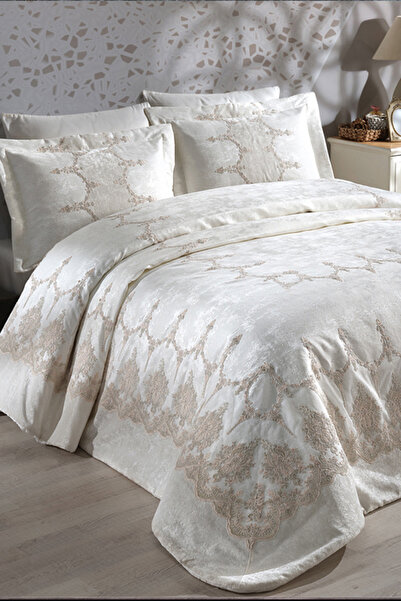NAKIŞHAN Paris Bedspread Set-Cappuccino 3 Pieces