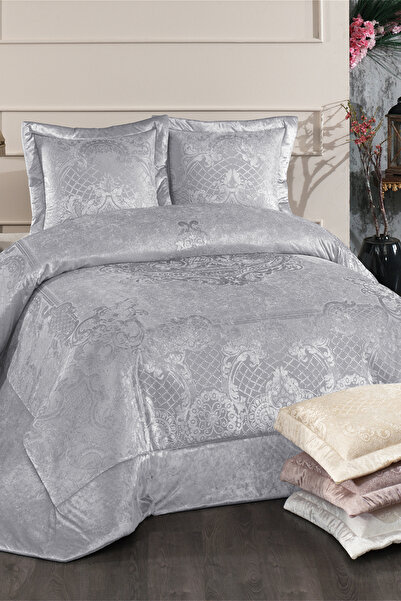NAKIŞHAN Liza Bedspread Set-Gray 3 Pieces