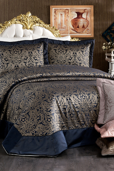 NAKIŞHAN Bella Bedspread Set-Navy Blue 3 Pieces