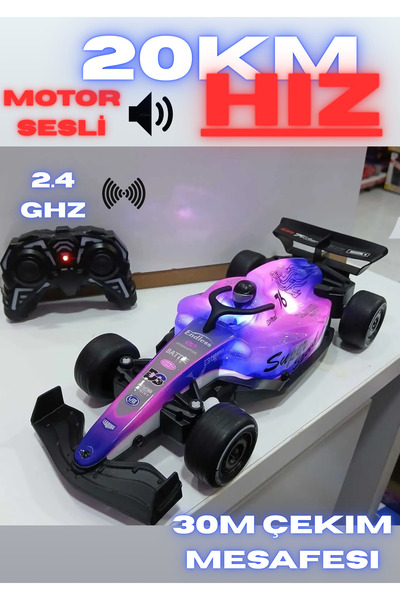 Boratila Toys 2.4 Ghz 30 Cm 20 Km Hızlı Şarjlı Işıklı Motor Sesli Full Fonksiyon Uzaktan Kumandalı F1 Formüla