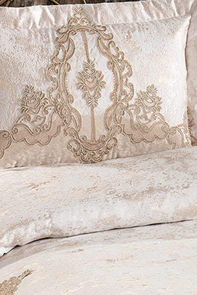 NAKIŞHAN Monalisa Bedspread Set-Cappuccino 3 Pieces