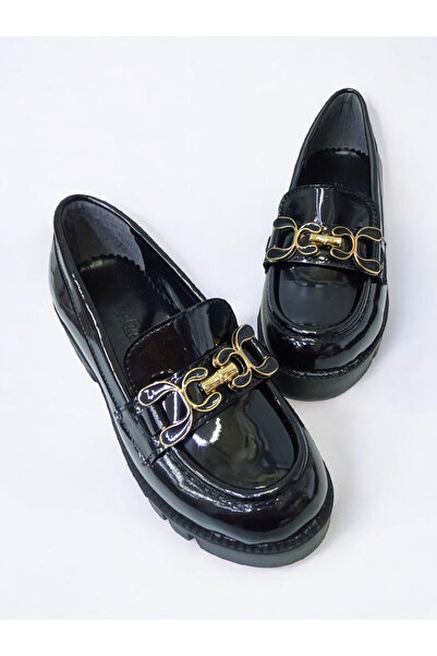 PATİK BEBE Kız Çocuk Siyah Rugan Tokalı Loafer Martinez Okul Ayakkabısı