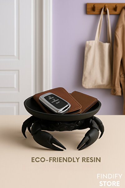 Findify Store صحن عرض متعدد الأغراض على شكل سرطان البحر، حامل صابون للحمام، حامل بطاقات وسلسلة مفاتيح، مصنوع من مادة PLA متينة