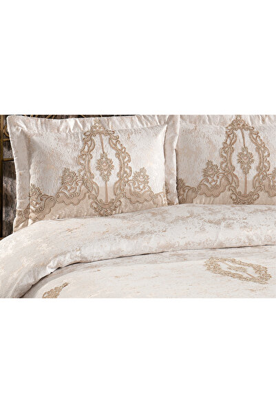 NAKIŞHAN Monalisa Bedspread Set-Cappuccino 3 Pieces